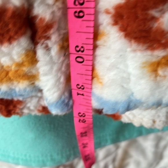 AZTEC SHERPA PRINT BUTTON FUR  SHERPA JACKET ORANGE BLUE NEW - Picture 7 of 10